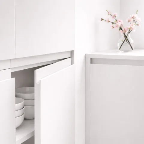 Porte Cekonay blanche supermate Zénit à poignée sculptée Finger-Pull, pour un projet compatible avec des meubles Cuisines Références
