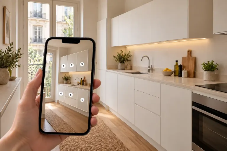 Click&Mesure : photographiez les portes de votre cuisine pour préparer un projet compatible avec vos meubles Perene
