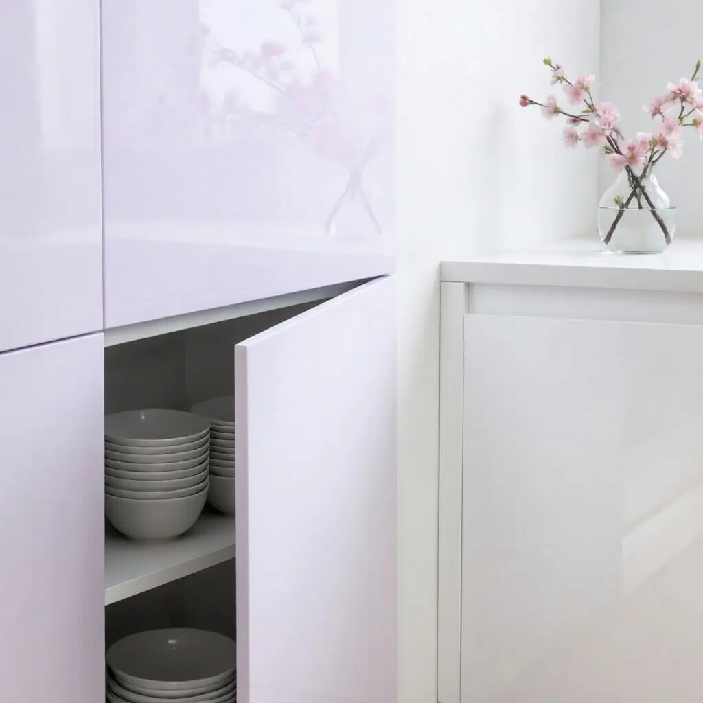 Portes de cuisine brillantes finition Luxe, coloris blanc polaire