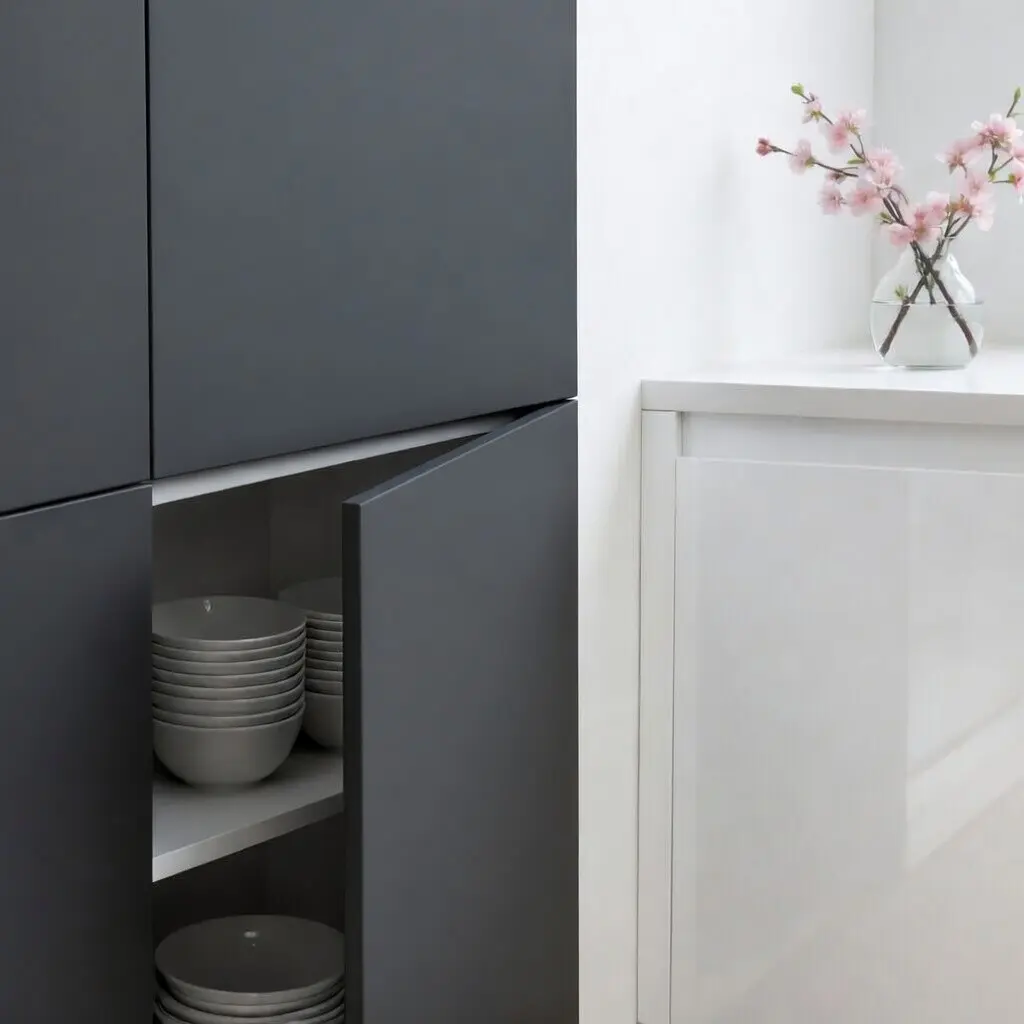 Façade de cuisine Zénit Antracita vue de près, finition supermate