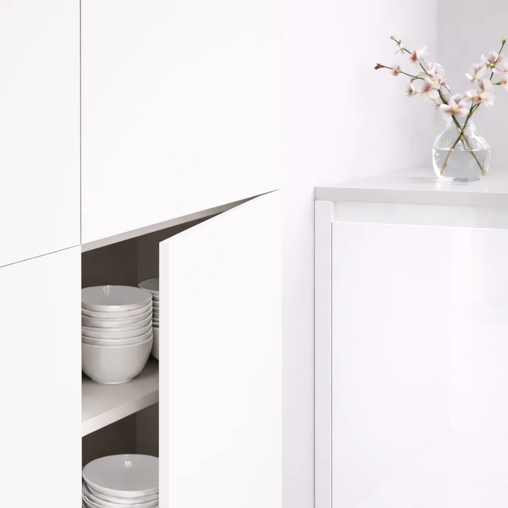 Façades de cuisine blanches d'origine sur caissons IKEA