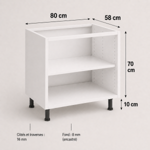 Meuble bas caisson 700 × 800 × 580 mm