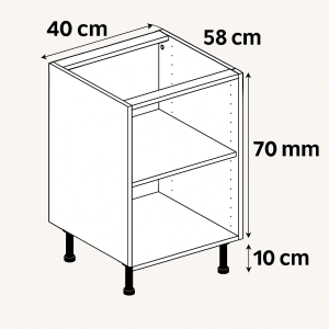 Meuble bas caisson largeur 400 mm – hauteurs disponibles