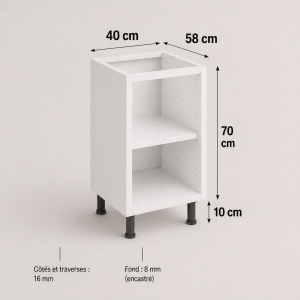 Meuble bas caisson largeur 400 mm – hauteurs disponibles