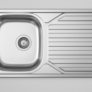 Évier inox encastrable 1 bac avec égouttoir réversible – 800 x 500 mm