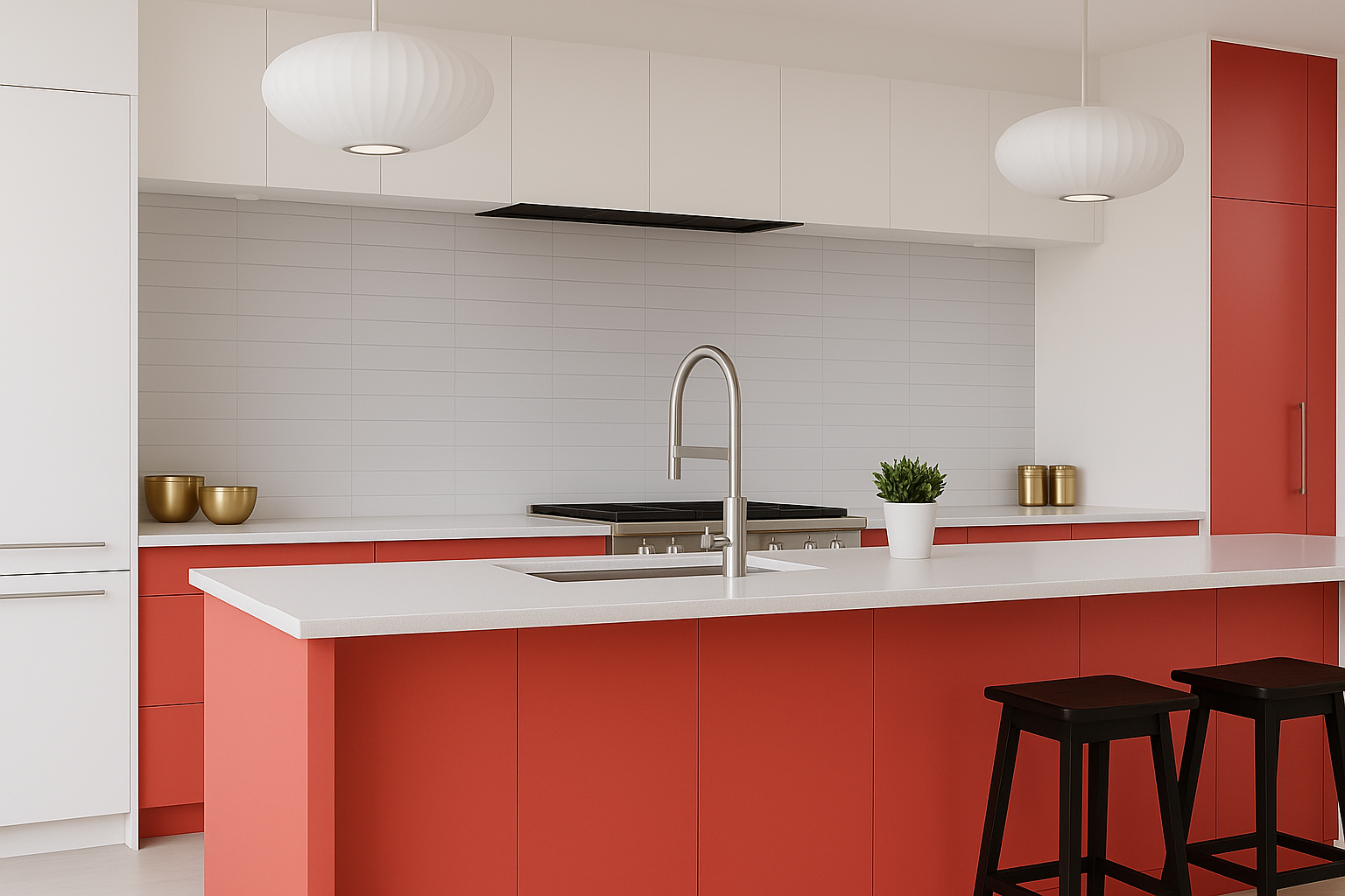 Portes de cuisine sur mesure posées sur des caissons Castorama