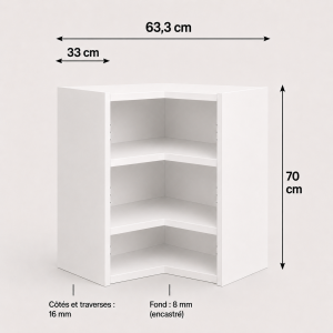 Meuble haut angle blanc en L 700 × 630 × 330 mm