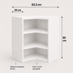 Meuble haut angle blanc en L 800 × 630 × 330 mm