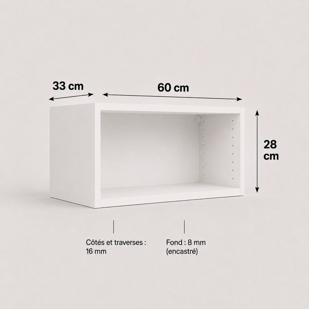 Meuble haut transversal blanc 280 × 600 × 330 mm