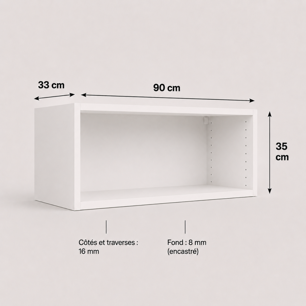 Meuble haut transversal blanc 350 × 900 × 330 mm