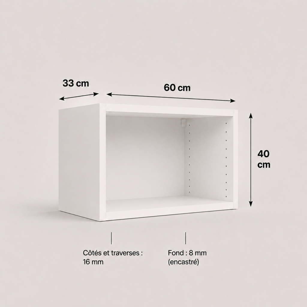 Meuble haut transversal blanc 400 × 600 × 330 mm