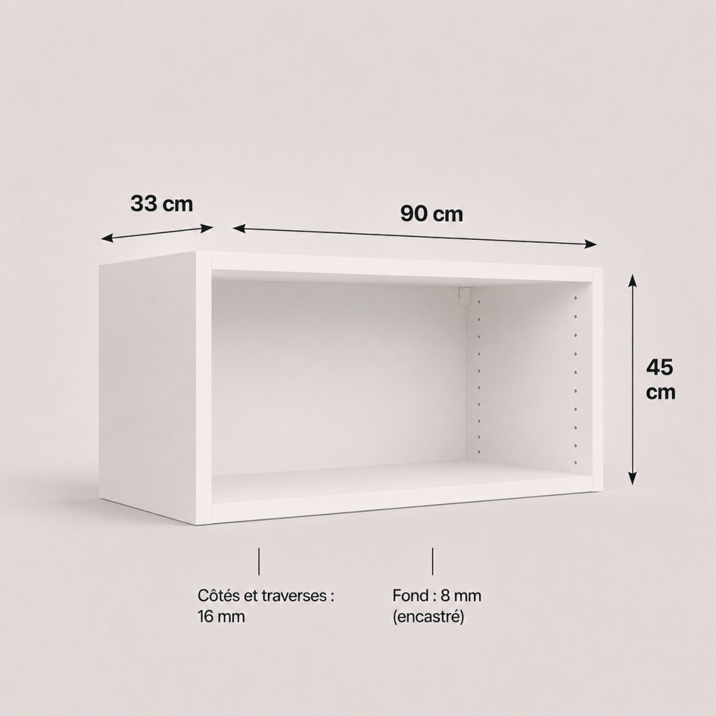 Meuble haut transversal blanc 450 × 900 × 330 mm