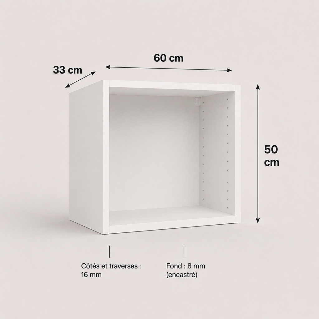 Meuble haut transversal blanc 500 × 600 × 330 mm