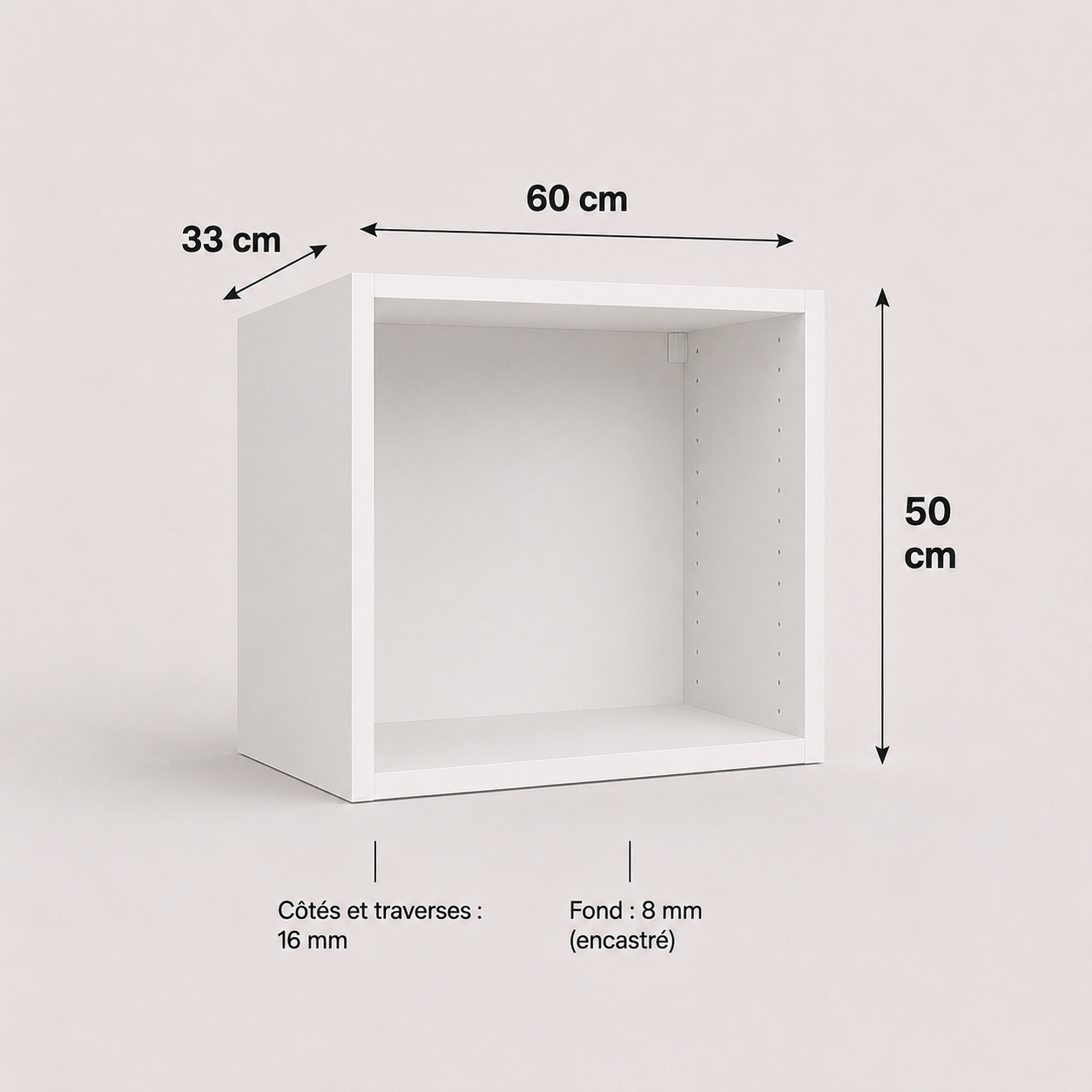 Meuble haut transversal blanc 500 × 600 × 330 mm