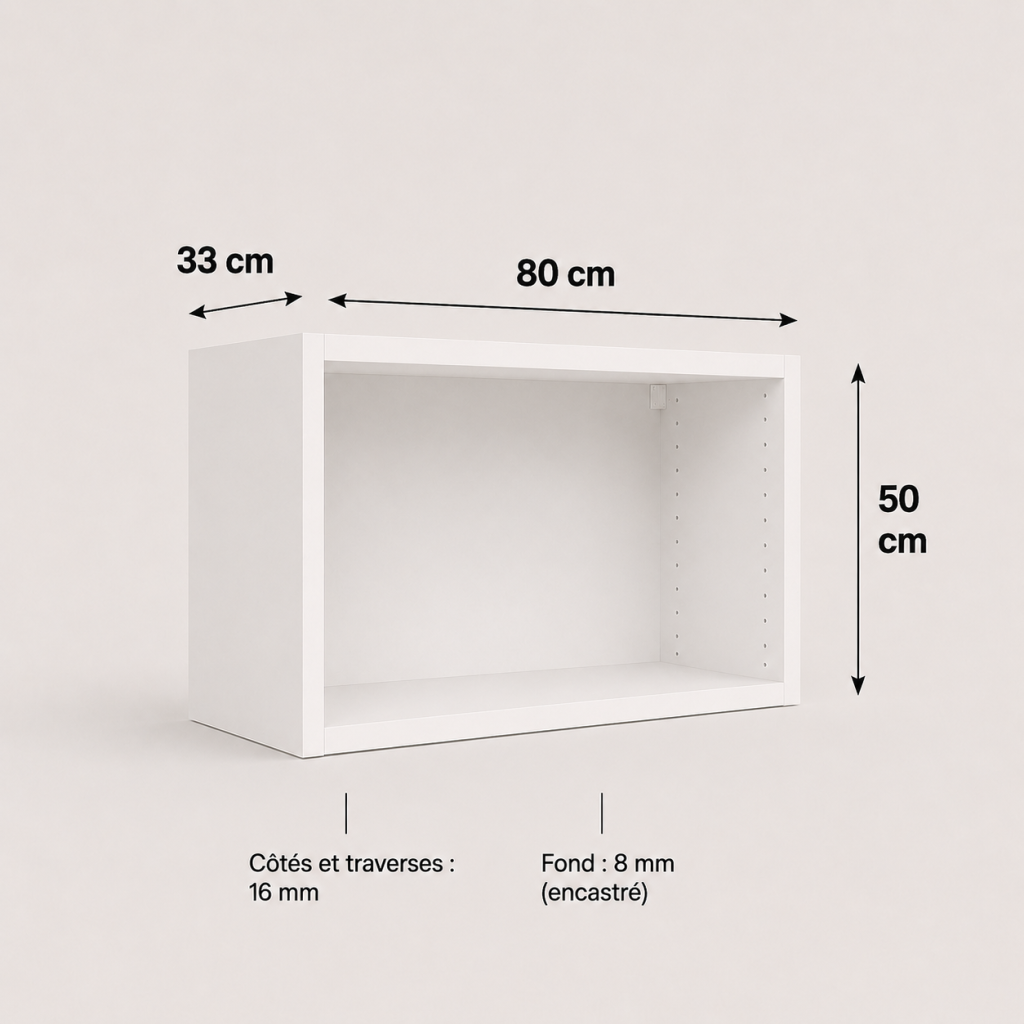 Meuble haut transversal blanc 500 × 800 × 330 mm