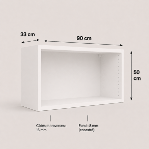 Meuble haut transversal blanc 500 × 900 × 330 mm