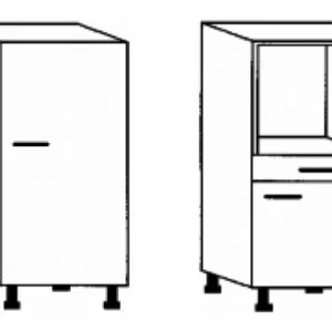 Croquis d’un caisson bas de cuisine 900 × 400 × 580 mm