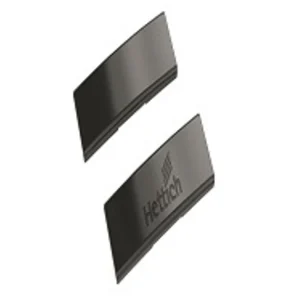 Charnière à plat · Hettich sensys · Cache de bras noir avec logo ALVIC, vue du produit