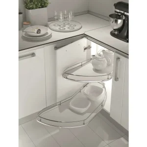 Coin design intérieur · Angle chromé brillant* · Plateaux sortie droite · 450 mm, vue du produit