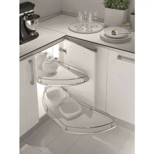 Coin design intérieur · Angle chromé brillant* · Plateaux sortie gauche · 450 mm, vue du produit