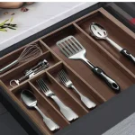 Range-couverts extensible en bambou · finition noyer · tiroirs 400 à 600 mm : miniature 2