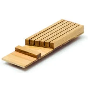 Range-couverts en bois · Evol. int. bicolor roble · Range-couteaux, vue du produit
