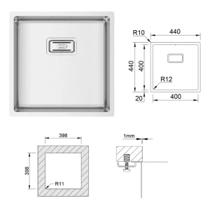 Eviers/robinets · Éviers · Boite sous comptoir lux 400x400, vue du produit