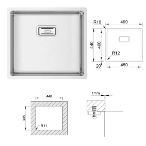 Eviers/robinets · Éviers · Coffret sous comptoir lux 450x400, vue du produit