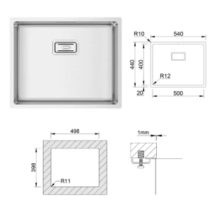 Eviers/robinets · Éviers · Coffret sous comptoir lux 500x400, vue du produit
