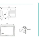 Évier Okio Line 80 Flat poli · cuve et égouttoir · 800 × 500 mm : miniature 2