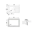 Évier Urban 80 Flat poli · cuve et égouttoir · 800 × 500 mm : miniature 2