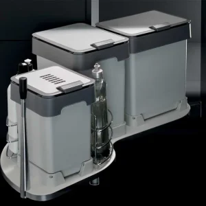 Recyclage · Poubelle angle borgne · Angle uniko réversible gris, vue du produit