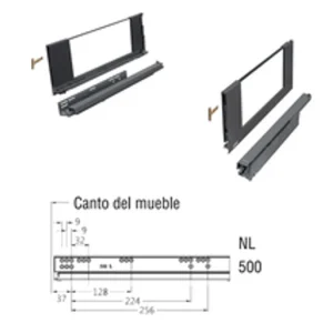 Tiroir à plat · Evolution Verre · Ensemble casserolier · 172 mm × 500 mm, vue du produit