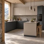 Suggestion d’ambiance avec la porte de cuisine gris anthracite supermate