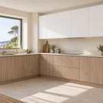Suggestion d’ambiance avec la porte de cuisine décor bois nuancé