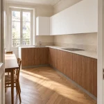 Suggestion d’ambiance avec la porte de cuisine noyer effet bois