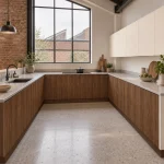 Suggestion d’ambiance avec la porte de cuisine blanche chaude supermate