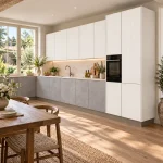 Suggestion d’ambiance avec la porte de cuisine effet béton