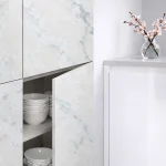 Porte de cuisine blanc perle veiné supermate anti‑traces · Nuvola 03 SM Zénit : miniature 1