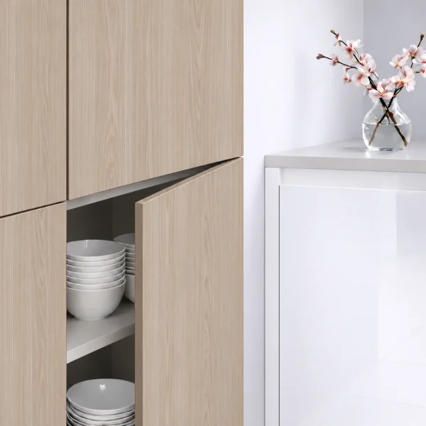 Porte de cuisine effet orme beige clair Syncron sur mesure : décor ALHAMBRA 01 NZ.