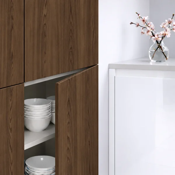 Porte de cuisine effet orme brun foncé Syncron sur mesure : décor ALHAMBRA 03 NZ.