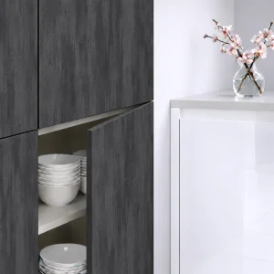 Porte de cuisine effet métal oxydé gris sur mesure : décor OXID 04 GRAFITT SS.