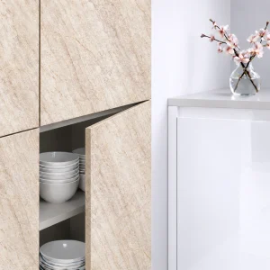 Porte de cuisine effet pierre beige texturée Syncron Stratos : décor SIENA ST.