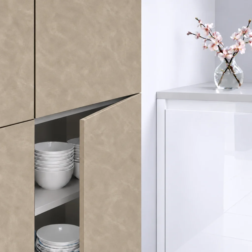 Porte de cuisine effet pierre spatulée Terra 02 sur mesure : décor TERRA 02 VE.